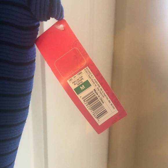 Black and Blue Stripped Peplum Top - Picture 3 of 3